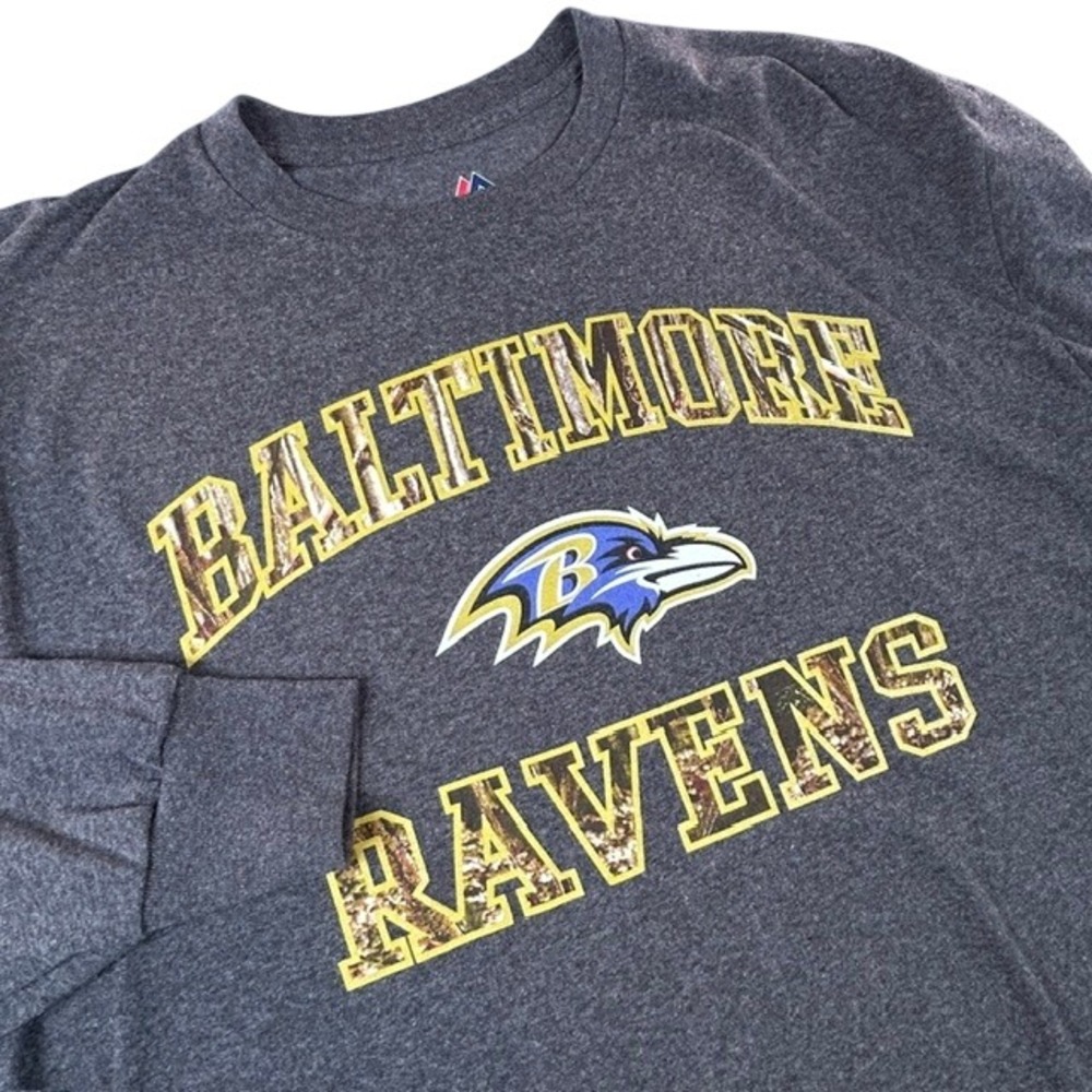 Majestic Men's Baltimore Ravens Dark Gray Long Sleeve Shirt XL Football